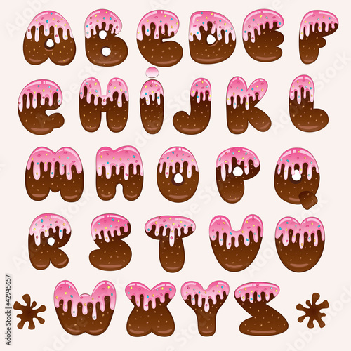 Vektor: chocolate pink alphabet chocolate pink alphabet