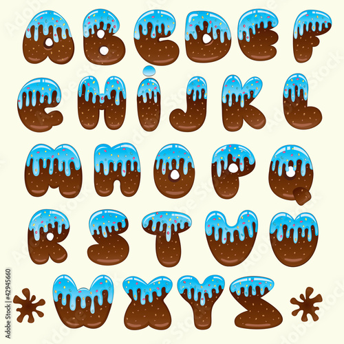 Vektor: chocolate blue alphabet chocolate blue alphabet