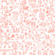 seamless pattern with doodles of children