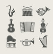 musical instruments set of icons vector illustration