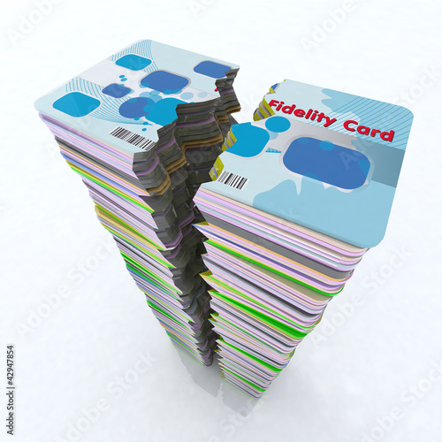 Illustration: stack of colored fidelity card broken stack of colored fidelity card broken