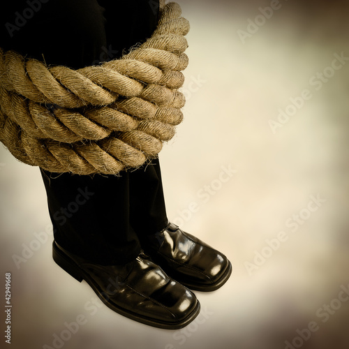 Photo: legs bound in rope legs bound in rope