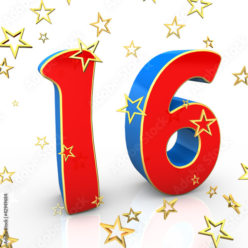 Illustration: 16 Years Old - Happy Birthday 16 Years Old - Happy Birthday