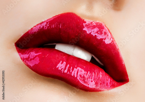 Photo: Sensual mouth. Red lipstick Sensual mouth. Red lipstick