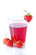Berry compote with fresh strawberries in glass isolated
