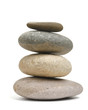 Balancing rocks isolated against white background