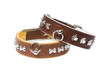 brown leather collars isolated over white background