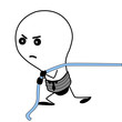 bulb-man pulling a rope, isolated