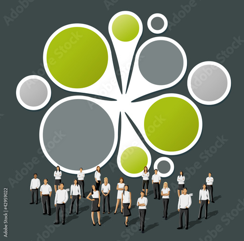 Vector: Green and gray template for advertising with business people Green and gray template for advertising with business people
