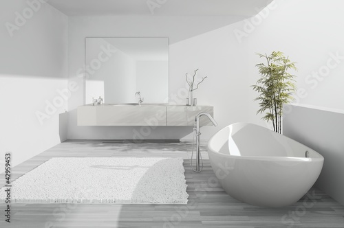 Illustration: Exclusive luxury white Bathroom interior Exclusive luxury white Bathroom interior