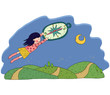 Girl flying with compass