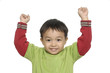 Photo: Little strong boy showing his muscles isolated Little strong boy showing his muscles isolated