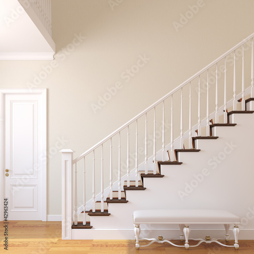 Illustration: Stairway in the modern house. Stairway in the modern house.