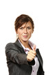 beautiful businesswoman portrait in studio, ok sign