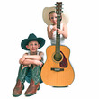 Photo: Two Little Cowboys With a Guitar Two Little Cowboys With a Guitar