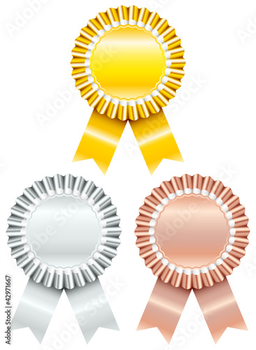 Vector: 3 Award Badges Gold/Silver/Bronze 3 Award Badges Gold/Silver/Bronze