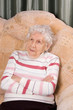 Portrait of the old woman on a sofa