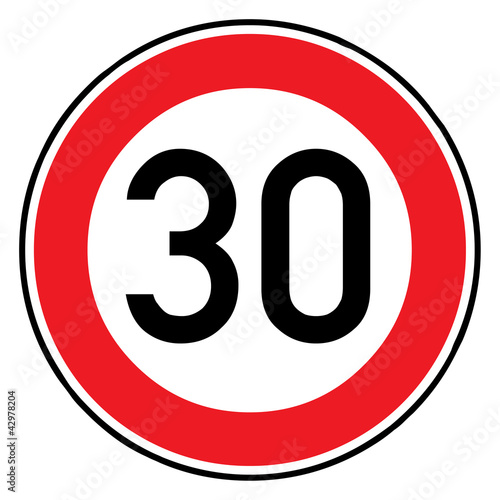 Illustration: Verkehrsschild - 274 Höchstgeschwindigkeit (30) Verkehrsschild - 274 Höchstgeschwindigkeit (30)