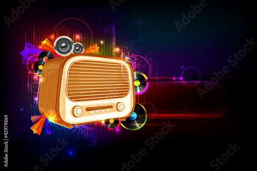 Vektor: Radio on Musical Background Radio on Musical Background