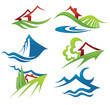 landscape symbols, signs and logos