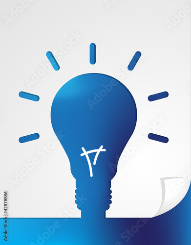Vector: Blue paper in shape of light bulb idea Blue paper in shape of light bulb idea
