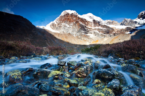 Photo: Sunrise in the Himalayas, at a beautiful stream, Sunrise in the Himalayas, at a beautiful stream,