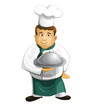 Chef in uniform with metal cloche