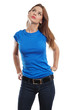Photo: Sexy female with blank blue shirt Sexy female with blank blue shirt