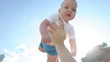 Flying newborn baby