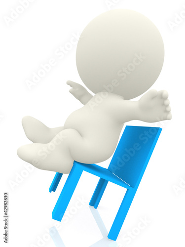 Illustration: 3D person falling from a chair 3D person falling from a chair