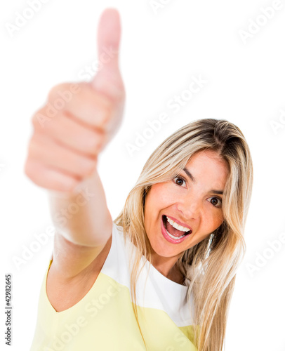 Photo: Woman with thumbs up Woman with thumbs up