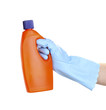 Detergent in hand isolated on white