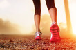 Athlete feet on road