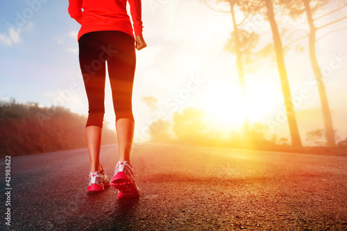 Photo: Athlete feet on road Athlete feet on road