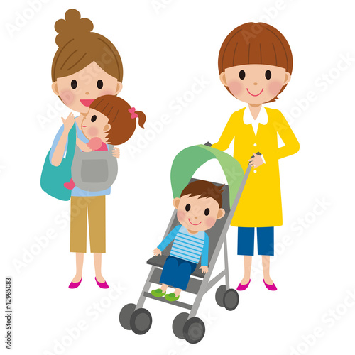 Illustration: 子連れのお母さん 子連れのお母さん
