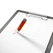 Illustration: Klemmbrett mit Checkliste, perspektivisch Klemmbrett mit Checkliste, perspektivisch