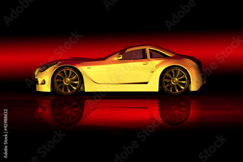Illustration: Sportwagenpraesentation 2 im goldfarbenen Licht Sportwagenpraesentation 2 im goldfarbenen Licht