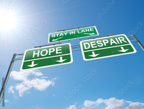 Illustration: Hope or despair concept. Hope or despair concept.