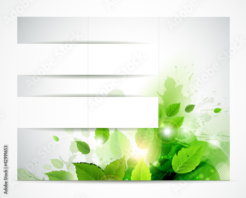 Vector: eco brochure with branch of fresh green leaves eco brochure with branch of fresh green leaves