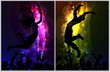 Vektor: Two backgrounds with Dancing young people in the nightclub Two backgrounds with Dancing young people in the nightclub