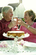 Photo : An old couple celebrating their anniversary in the garden An old couple celebrating their anniversary in the garden