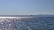 Airplane flying close to sea