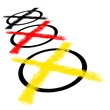 3 Wahlkreuze schwarz rot gold Perspektive