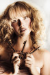 Dreamy vintage beauty holding skeleton keys