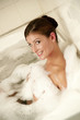Woman having bubble bath