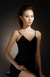 Woman in black dinner dress