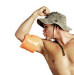 Shirtless man showing off his muscles