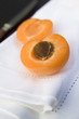 Cut persimmon with seed