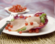 A ham meal on a plate 