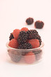 Berries on a glass container